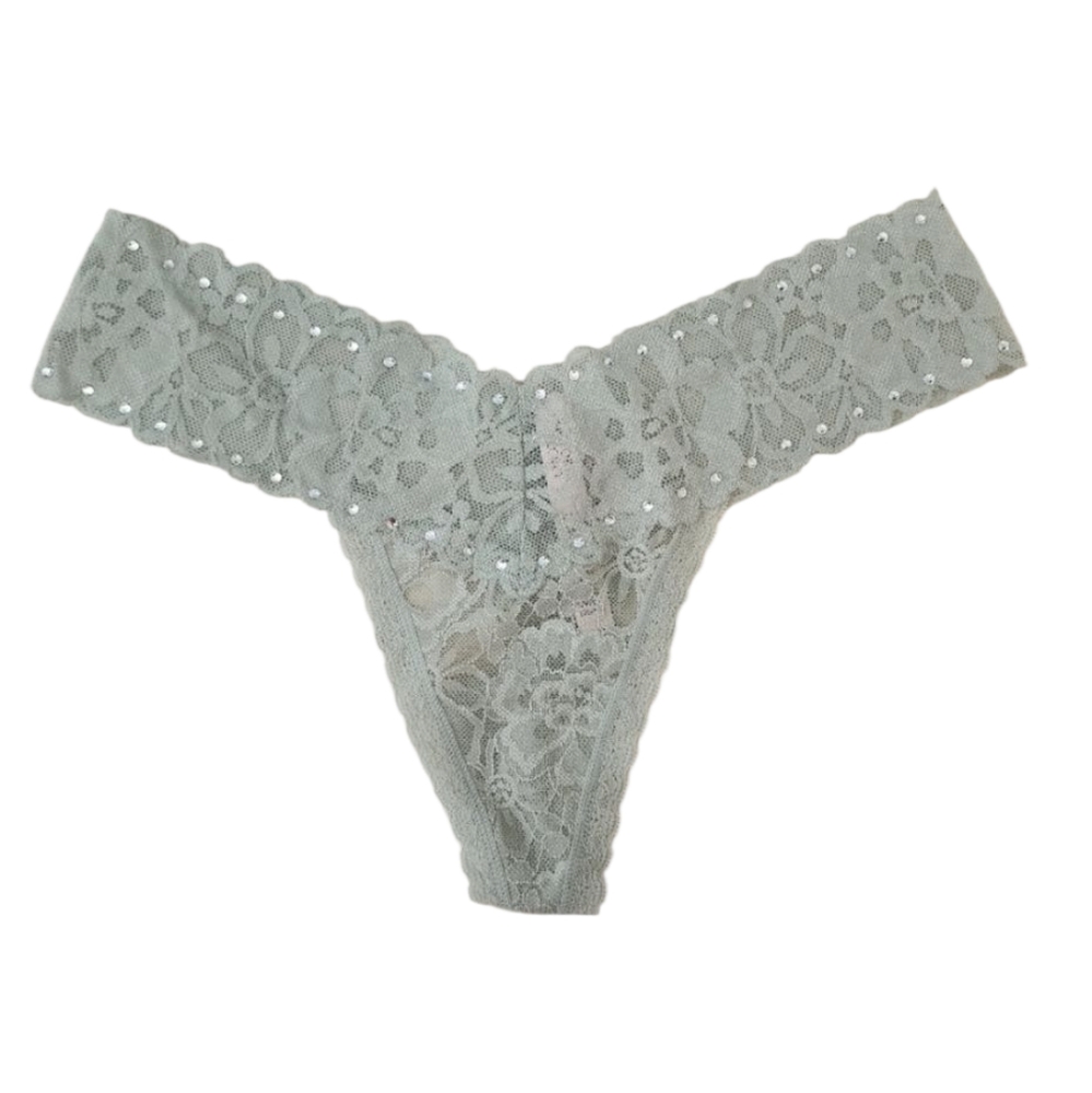 Victoria's secret rhinestone floral lace thong
